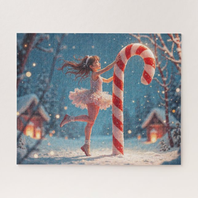 Puzzle Navidades de Ballerina Anime Chica y Candy Cane (Horizontal)