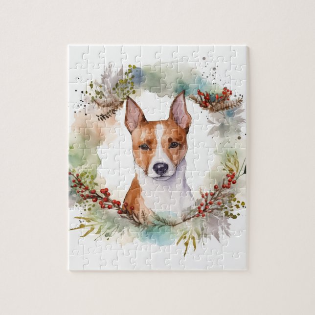 Puzzle Navidades de Basenji Wreath Festive Pup (Vertical)