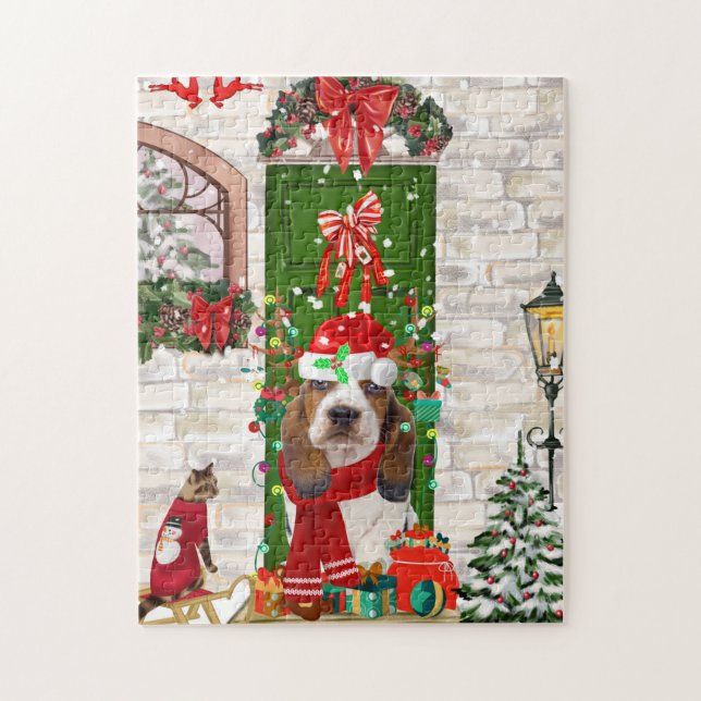Puzzle Navidades de Basset Hound (Vertical)