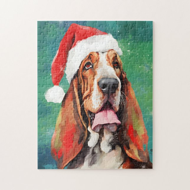 Puzzle Navidades de Basset Hound pinchan arte de pintura (Vertical)