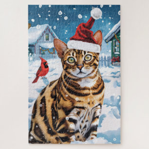 Puzzle Navidades de Bengala Cat Winter Wonderland disfrut