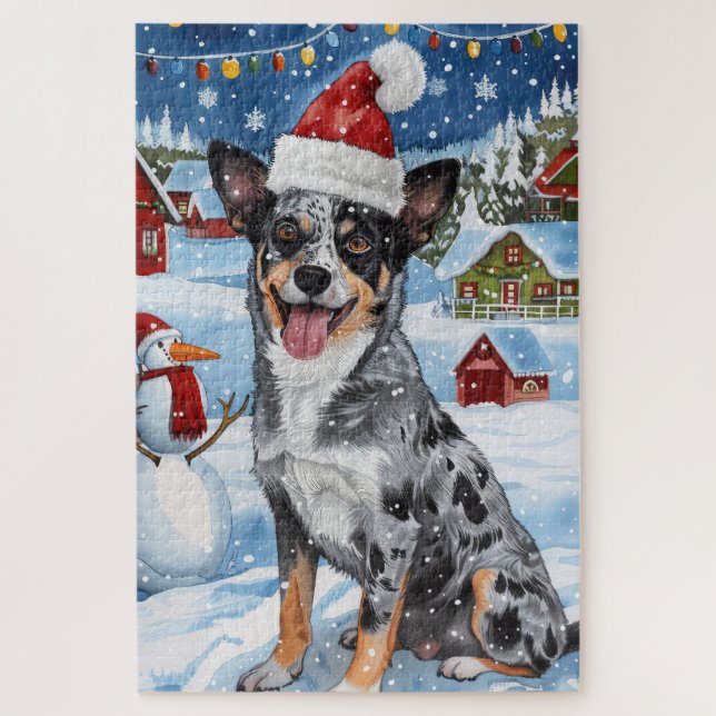 Puzzle Navidades de Blue Heeler Dog Winter Wonderland Ale (Vertical)