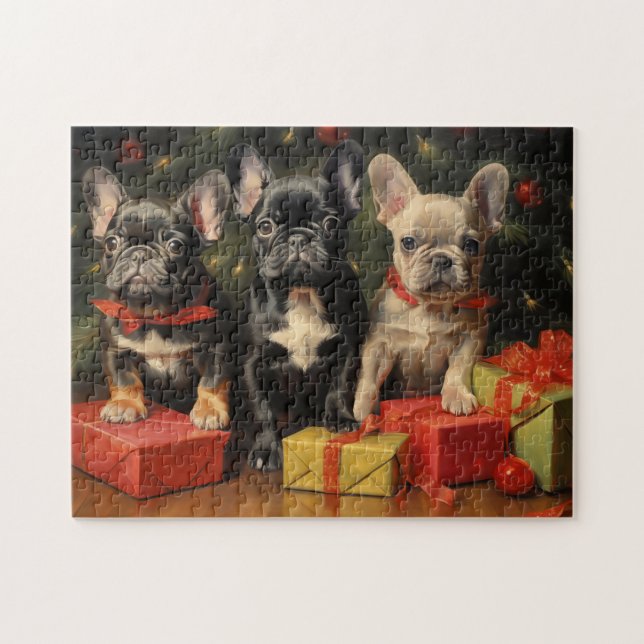 Puzzle Navidades de Bulldog de Francia (Horizontal)
