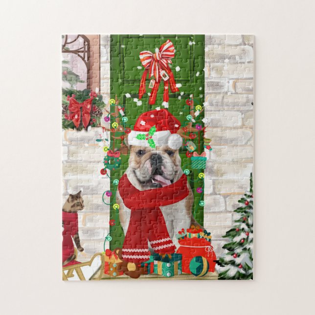 Puzzle Navidades de Bulldog de Inglaterra (Vertical)