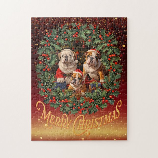 Puzzle Navidades de Bulldog de Inglaterra (Vertical)