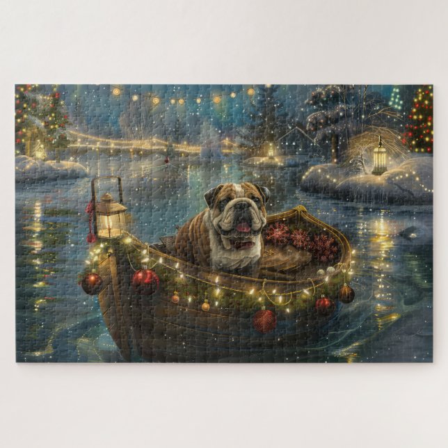 Puzzle Navidades de bulldog de vacaciones (Horizontal)