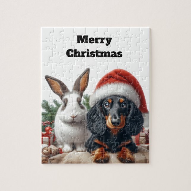 Puzzle Navidades de Bunny y Dachshund (Vertical)