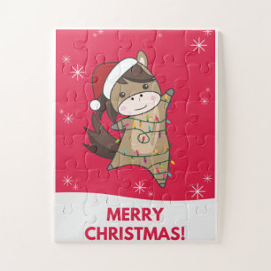 Puzzle Navidades de caballos Pony Niegan a los animales d
