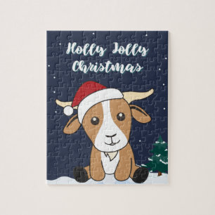 Puzzle Navidades de cabra cabras animales de invierno rom