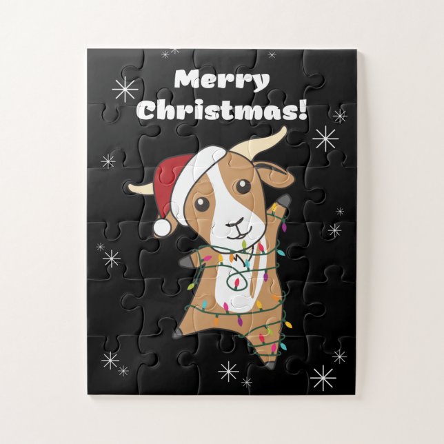 Puzzle Navidades de cabras animales de invierno (Vertical)