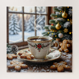 Puzzle Navidades de café y galletas de pan de jengibre