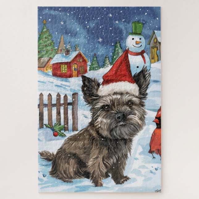 Puzzle Navidades de Cairn Terrier Dog Winter Wonderland d (Vertical)