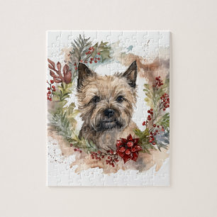 Puzzle Navidades de Cairn Terrier en una presentación fes