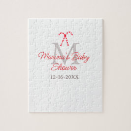 Puzzle Navidades de caña de caramelo para bebés monograma