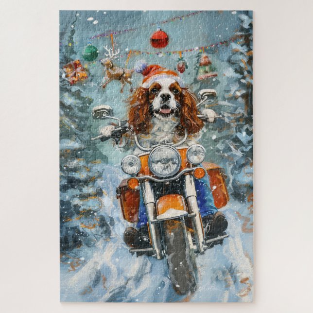 Puzzle Navidades de Cavalier King Charles Spaniel (Vertical)