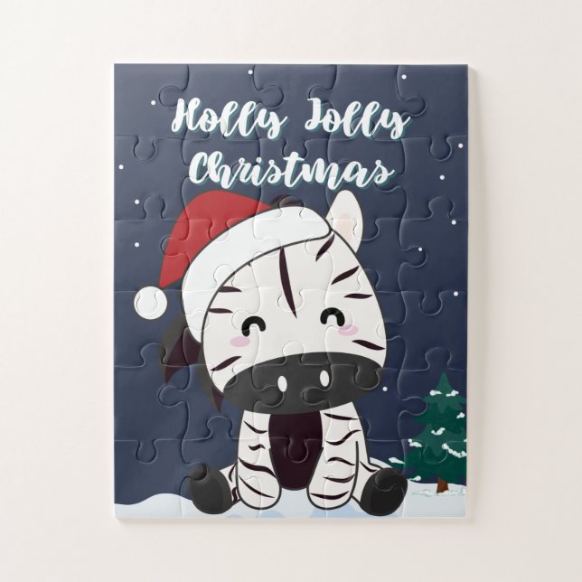 Puzzle Navidades de cebra Zebras Animales De Invierno Jig (Vertical)