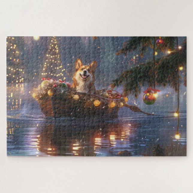 Puzzle Navidades de Corgi Voyage festivo (Horizontal)