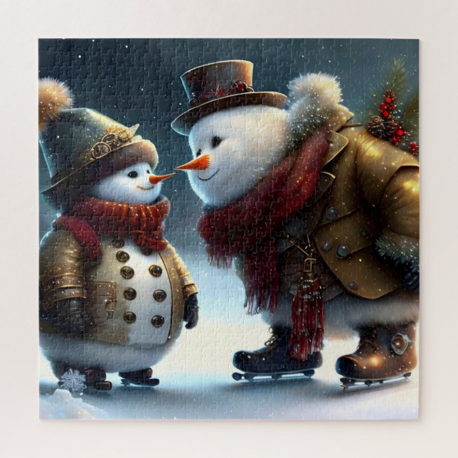 Puzzle Navidades de cuestas Snowmen (Vertical)
