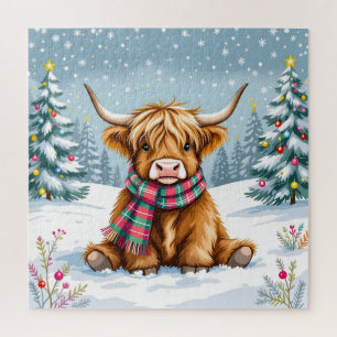 Puzzle Navidades de Cute Whimsical Highland Cow