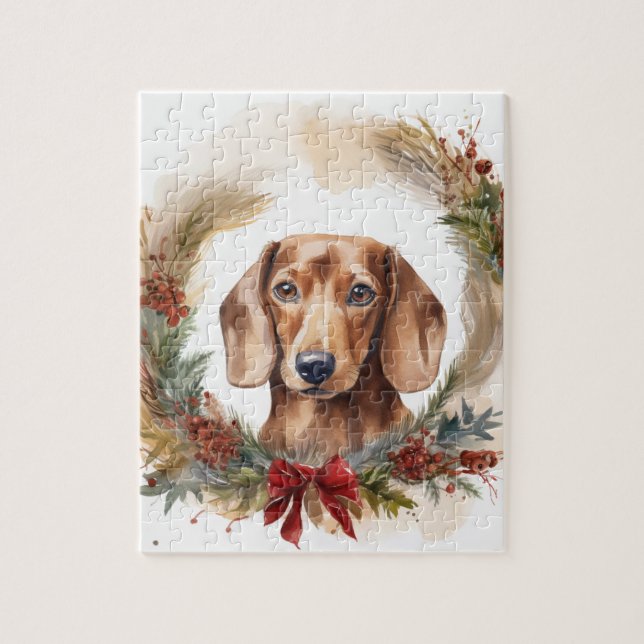 Puzzle Navidades de Dachshund en un grupo festivo (Vertical)