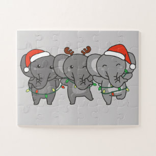 Puzzle Navidades de elefantes Navidades Animales Cute Jig