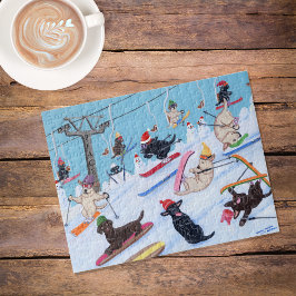 Puzzle Navidades de esquiar divertidos de invierno labrad