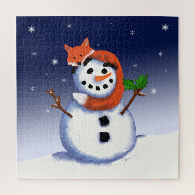 Puzzle Navidades de Fox y Snowman (Vertical)