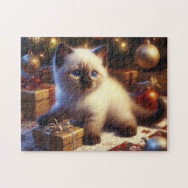 Puzzle Navidades de gatitos de Siamés (Horizontal)