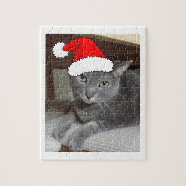 Puzzle Navidades de gato azul de Rusia (Vertical)