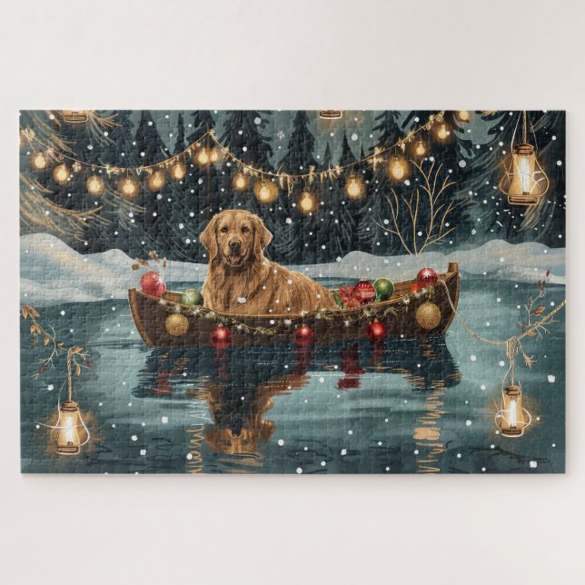 Puzzle Navidades de Golden Retriever (Horizontal)