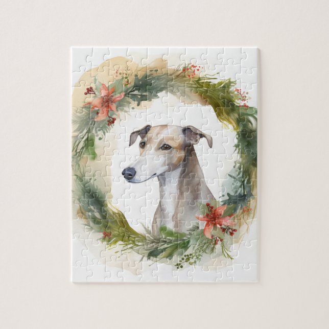 Puzzle Navidades de Greyhound Wreath Festimes Pup (Vertical)