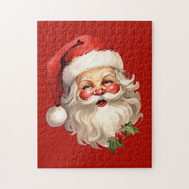 Puzzle Navidades de Holly Jolly Santa Claus Retro (Vertical)