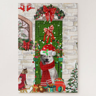 Puzzle Navidades de Husky Dog Siberiano