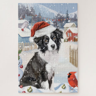 Puzzle Navidades de invierno en la frontera de Collie Dog