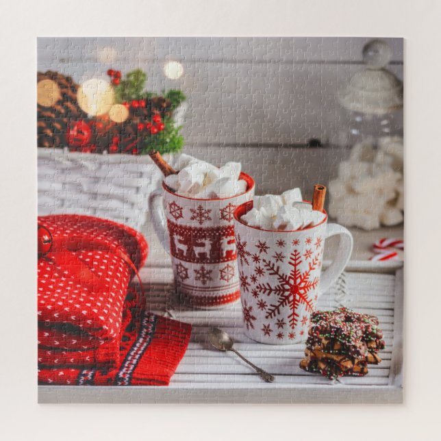 Puzzle Navidades de invierno festividad taza de chocolate (Vertical)