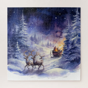 Puzzle Navidades de invierno reno y esleigh