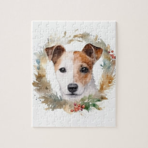 Puzzle Navidades de Jack Russell Wreath Festive Pup