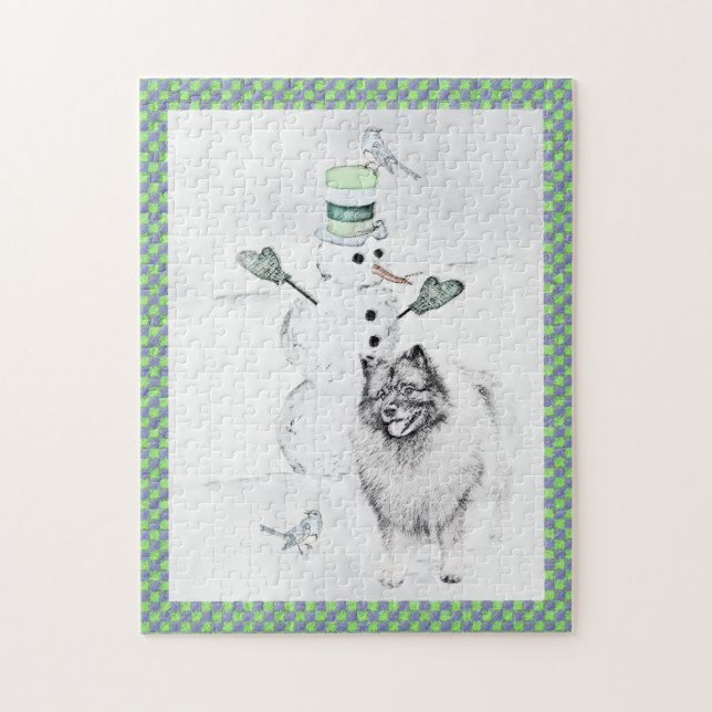 Puzzle Navidades de Keeshond Snowman pinta arte de perro (Vertical)