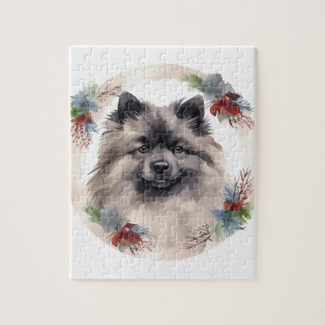 Puzzle Navidades de Keeshond Wreath Festive Pup (Vertical)