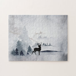 Puzzle Navidades de la acuarela gris y salvaje