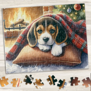 Puzzle Navidades de la escena festiva Beagle Puppy Dog