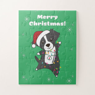 Puzzle Navidades de la frontera de Collie Perro Animales