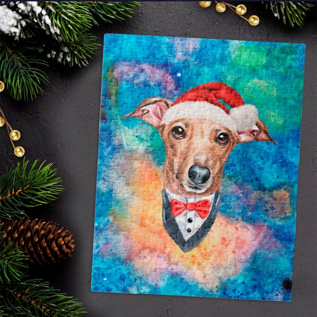 Puzzle Navidades de la raza de perro del Greyhound en Ita (Subido por el creador)