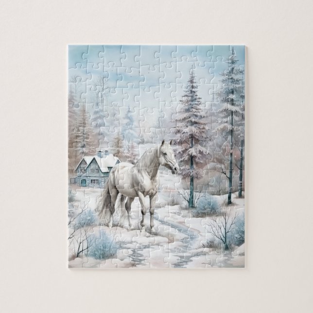 Puzzle Navidades de la selva de nieve del invierno del ca (Vertical)
