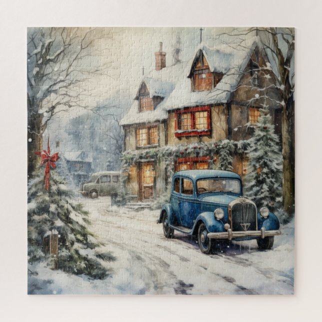 Puzzle Navidades de la vendimia Snowy Street (Vertical)