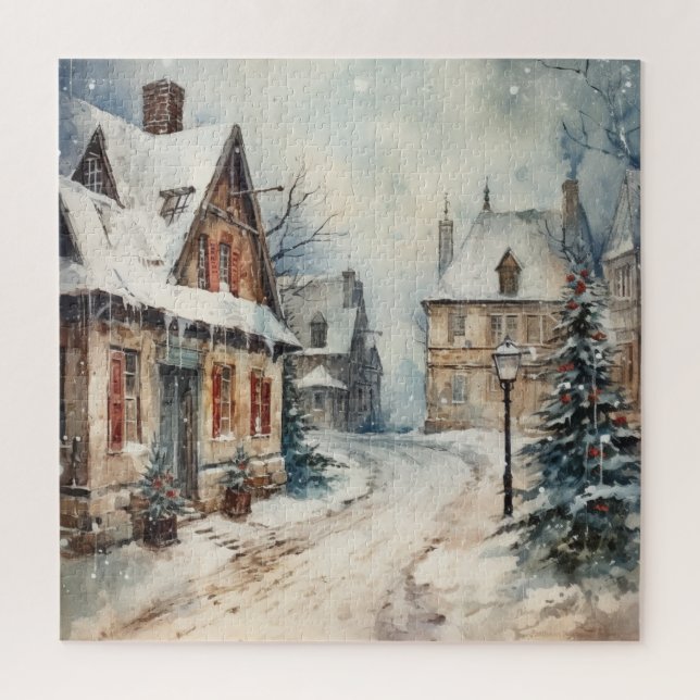 Puzzle Navidades de la vendimia Snowy Street (Vertical)
