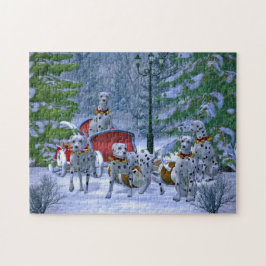 Puzzle Navidades de la Vintage Dalmatian Sleigh Snow