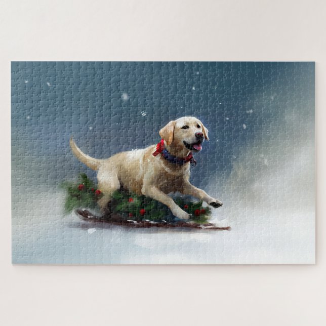 Puzzle Navidades de Labrador en invierno (Horizontal)