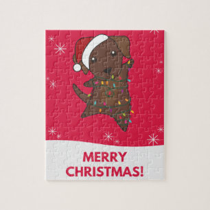 Puzzle Navidades de Labrador Nieve Animales De Invierno P