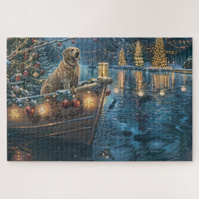 Puzzle Navidades de Labrador: Viaje festivo (Horizontal)